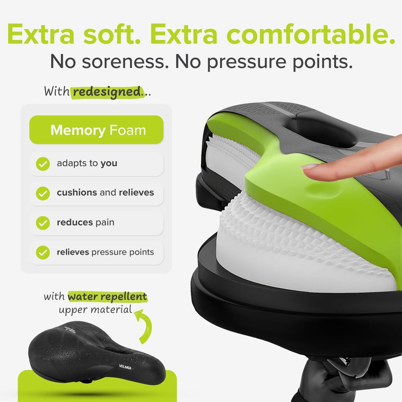 VELMIA Bike Seat Designed in Germany, Made of Comfy Memory Foam I Bicycle Seat for Men and Women, Waterproof Bike Saddle with Smart Zone-Concept I Exercise, for BMX, MTB & Road - Image 2